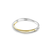 Hyperbola bangle, Round cut, White, Mixed metal finish